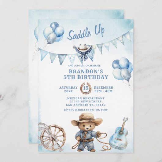 Country Western Boy Cowboy Einladung zum Geburtsta (Vorne/Hinten)