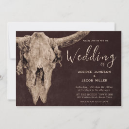 Country Western Brown Rodeo Bull Skull Einladung