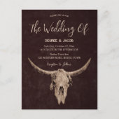 Country Western Brown Rustic Bull Skull Einladungspostkarte (Vorderseite)