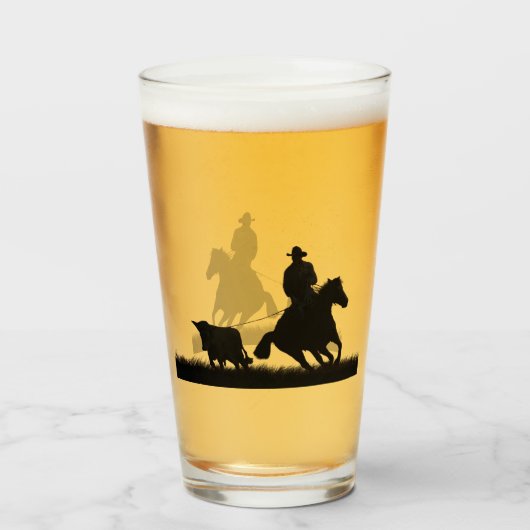 Country Western Cowboy Bier oder Wasser Glas (Vorne (Gefüllt))