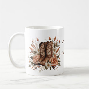 Country Western Cowboy Boot mit Blume Kaffeetasse