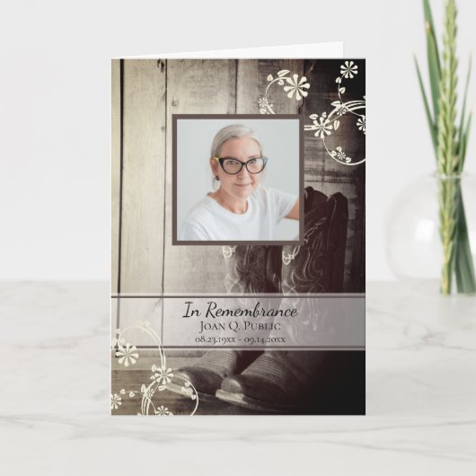 Country Western Cowboy Boots Beerdigungsdienst Programm (Vorderseite)