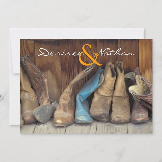 Country Western Cowboy Boots Hochzeitseinladung Einladung (Vorderseite)