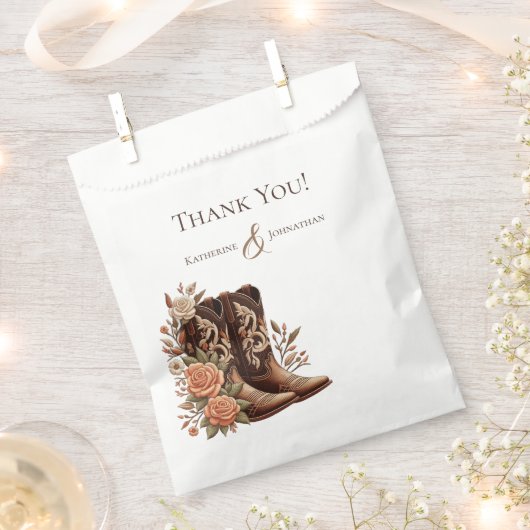 Country Western Cowboy Boots mit Blume- Hochzeit Geschenktütchen (Ausgeschnitten)