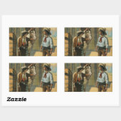 Country Western Cowboy Cowboy-Pferdefarm Vintag Rechteckiger Aufkleber (Blatt)