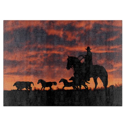 Country Western Cowboy Cutting Board Schneidebrett (Vorderseite)