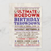 Country Western Cowboy Hoedown Party Einladung (Vorne/Hinten)