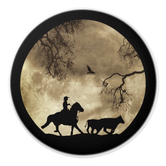 Country Western Cowboy Keramikknauf (Vorderseite)