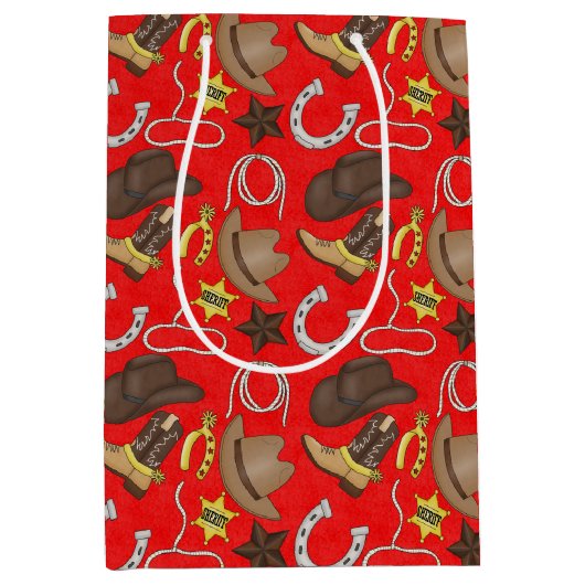 Country Western Cowboy kleine Geschenktasche Mittlere Geschenktüte (Vorderseite)