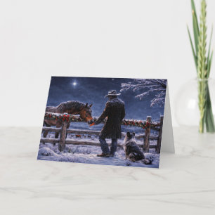 Country Western Cowboy mit Pferd Hund Rindern Ster Karte