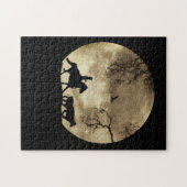 Country Western Cowboy mit Vollmond und Rind Puzzle (Horizontal)