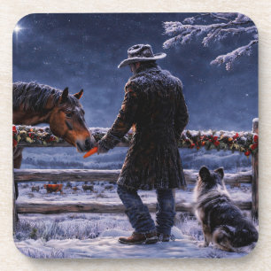 Country Western Cowboy Pferd Weihnachten Getränkeuntersetzer