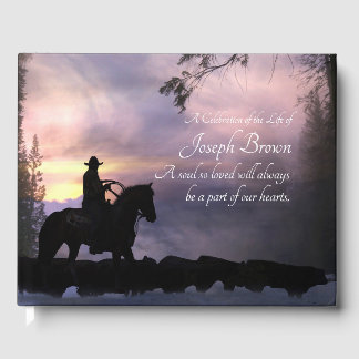 Country Western Cowboy Pferdebeerdigung Gästebuch