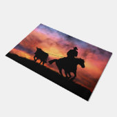 Country Western Cowboy Roping Fußmatte (Schrägansicht)