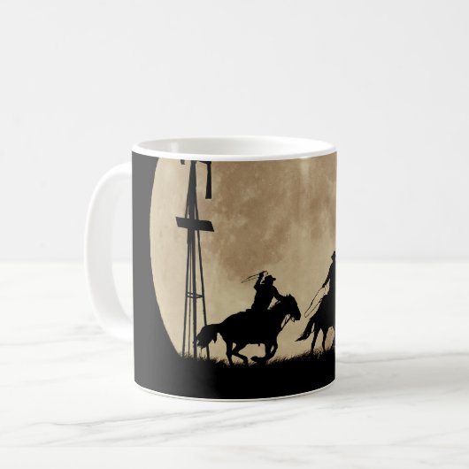 Country Western Cowboy Roping Kaffeetasse (Vorderseite Links)