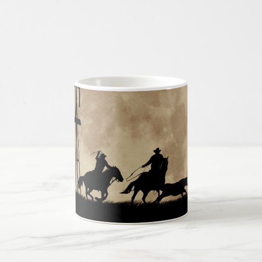 Country Western Cowboy Roping Kaffeetasse (Mittel)