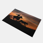 Country Western Cowboy Roping Steer Fußmatte (Schrägansicht)