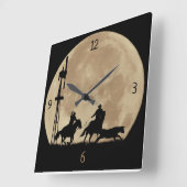 Country Western Cowboy Rustlers Moon Country West Quadratische Wanduhr (Winkel)