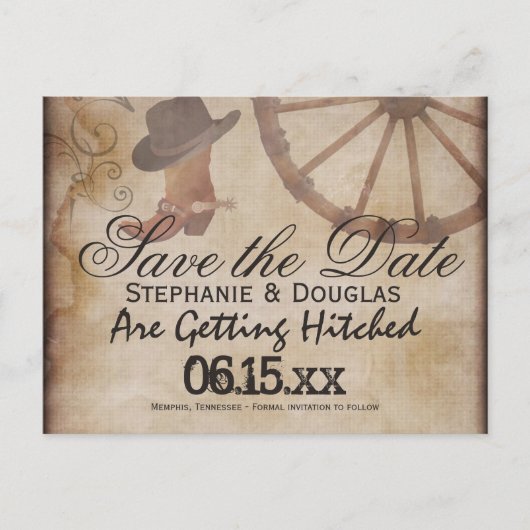 Country Western Cowboy Save the Date Postkarten (Vorderseite)