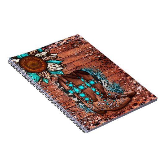 Country Western Cowboy Stiefel und Blume Notizblock (Rechte Seite)