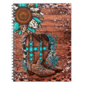 Country Western Cowboy Stiefel und Blume Notizblock (Vorderseite)