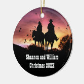Country Western Cowboy und Cowgirl Romantik Keramik Ornament (Links)