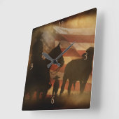 Country Western Cowboy und Rinderflagge Quadratische Wanduhr (Winkel)