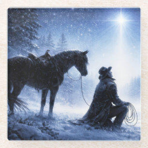 Country Western Cowboy Weihnachten Glasuntersetzer