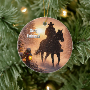 Country Western Cowboy Weihnachten Keramik Ornament