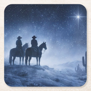 Country Western Cowboys Südwestliches Weihnachten Rechteckiger Pappuntersetzer