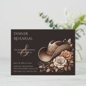 Country Western Cowgirl Hut mit Blume Einladung (Stehend Vorderseite)