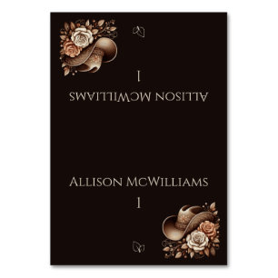 Country Western Cowgirl Hut mit Blume Vegetarisch Tischnummer