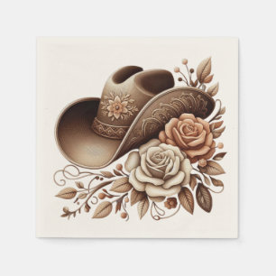 Country-Western-Cowgirl-Hut mit Blumen Serviette