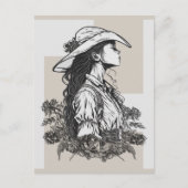 Country Western Cowgirl in der Brise Cowboy Art Postkarte (Vorderseite)