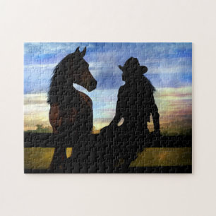 Country Western Cowgirl und Pferd Puzzle