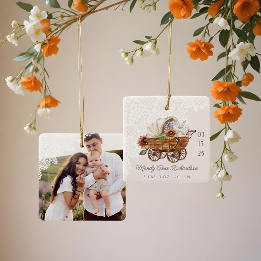 Country Western Floral Wagon Baby Stats Foto Keramikornament