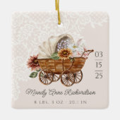 Country Western Floral Wagon Baby Stats Foto Keramikornament (Vorderseite)