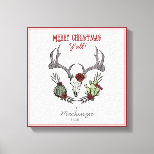 Country Western Frohe Weihnachten Y'All Holiday Leinwanddruck (Vorderseite)