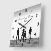 Country Western Fun Quadratische Wanduhr (Winkel)