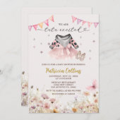 Country Western Girl Tutu Floral Baby Dusche Einladung (Vorne/Hinten)