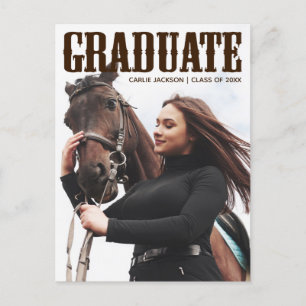 Country Western Graduate Foto Cowgirl 2024 Postkarte