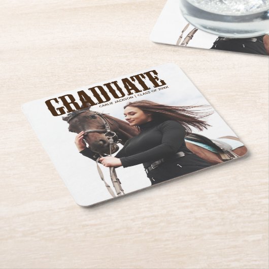 Country Western Graduate Foto Cowgirl Abschluss Rechteckiger Pappuntersetzer (angewinkelt)