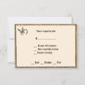 Country Western Hochzeit Roses Feathers Rope RSVP Karte (Rückseite)