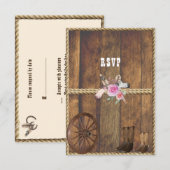 Country Western Hochzeit Roses Feathers Rope RSVP Karte (Vorne/Hinten)