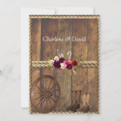 Country Western Hochzeit Rote Rosen Feathers Rope Einladung (Vorderseite)