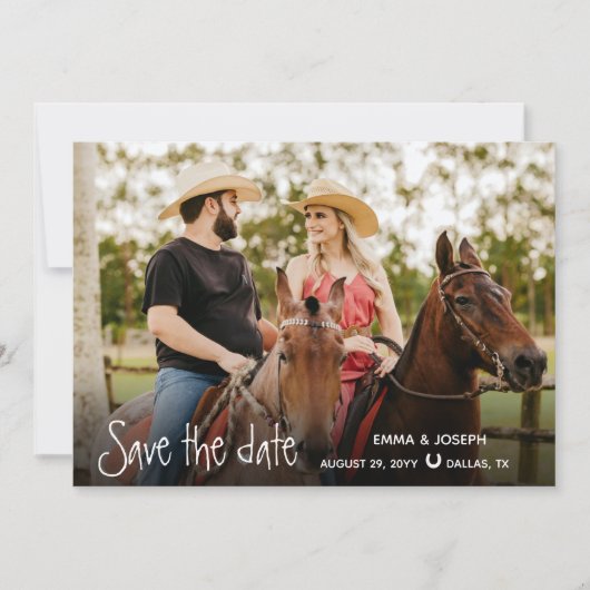 Country Western Hochzeit zwei Fotos Save the Date (Vorderseite)