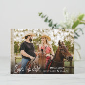 Country Western Hochzeit zwei Fotos Save the Date (Stehend Vorderseite)
