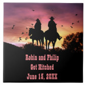 Country Western Hochzeitstag Fliese (Vorderseite)