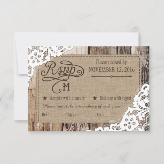Country Western Holzwolle Rustic RSVP Card (Vorderseite)