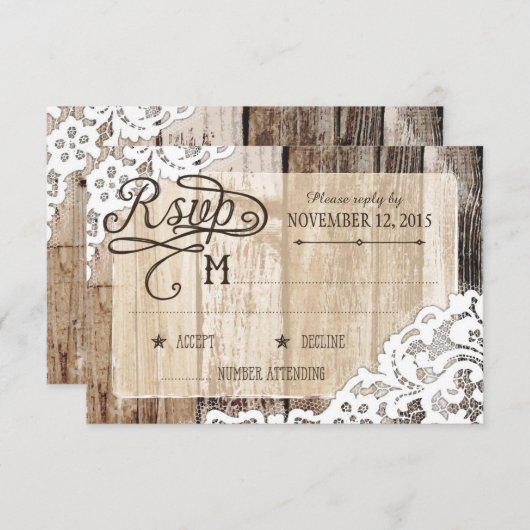 Country Western Holzwolle Rustic RSVP Card (Vorne/Hinten)